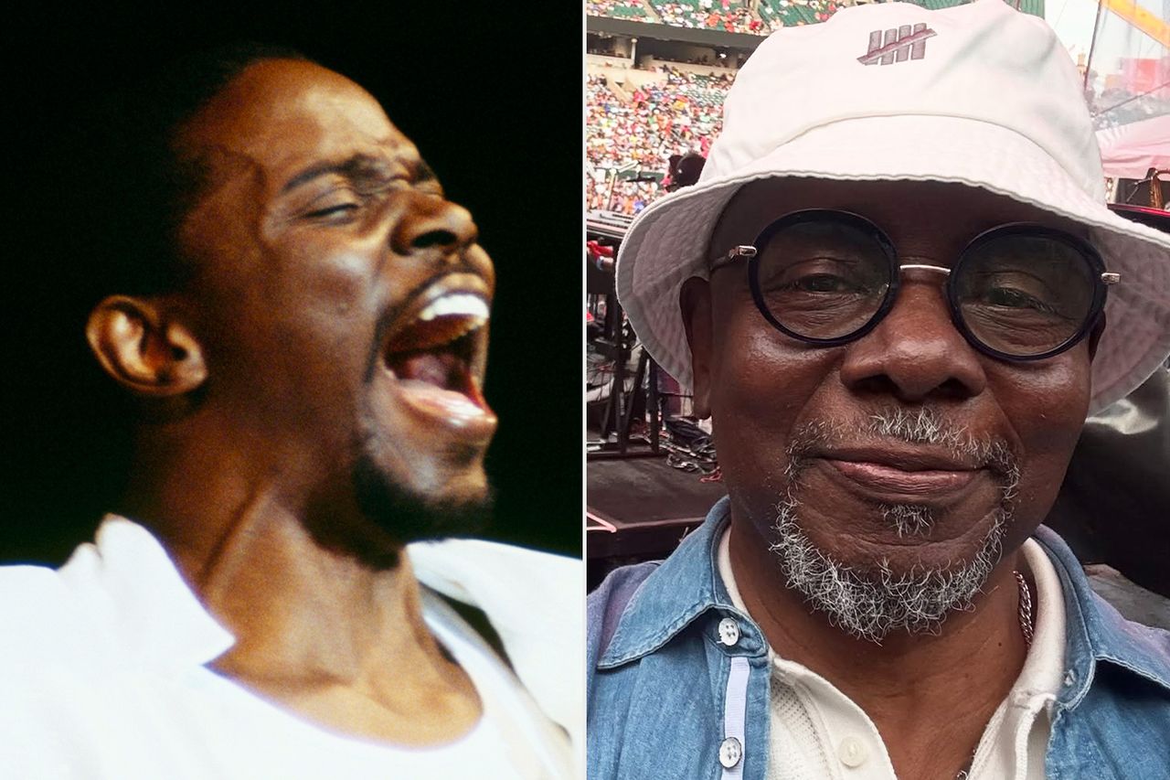 From left: Philip Bailey performs onstage in 1985; Philip Bailey at Paycor Stadium in Cincinnati in July 2025Credit: David Redfern/Redferns ; Philip J. Bailey/Instagram