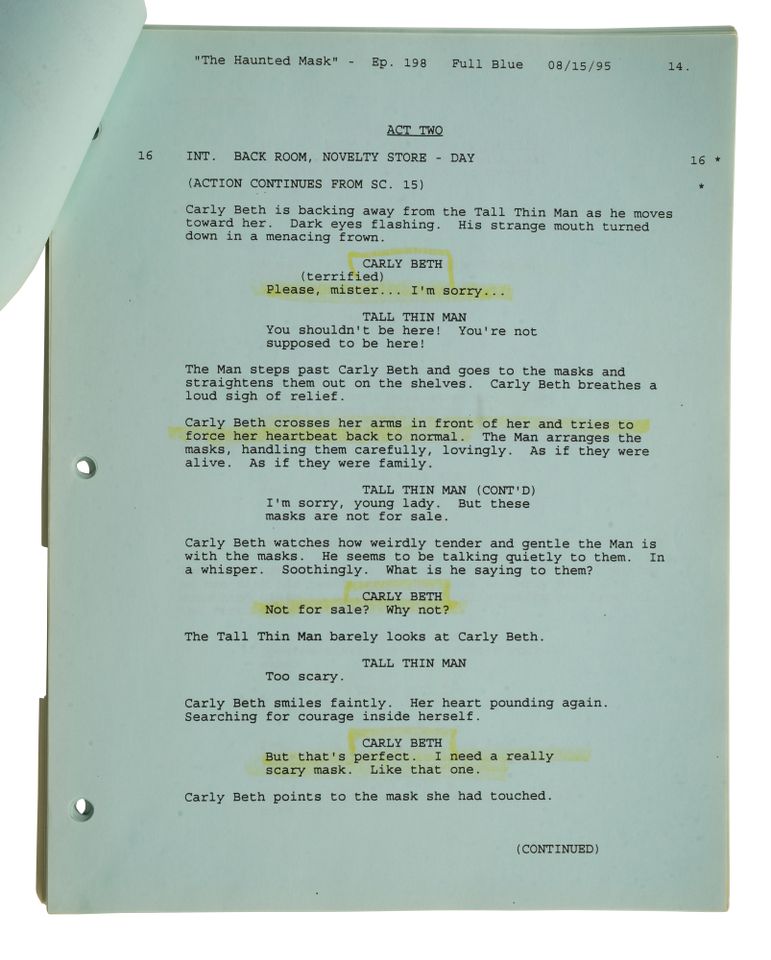 Kathryn’s ‘Haunted Mask’ scriptCredit: Courtesy of Propstore