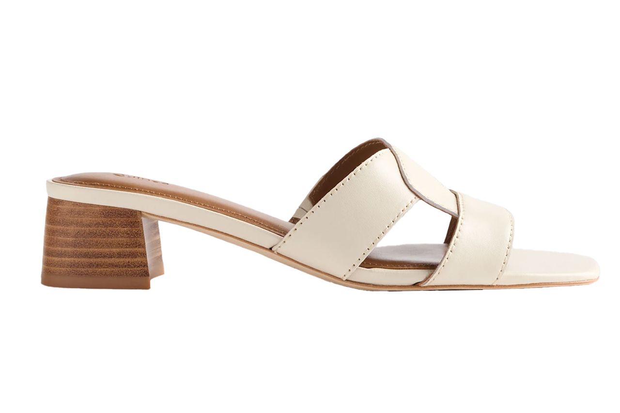 Italian Leather 35mm Wood Block Heel Mule Credit: Quince