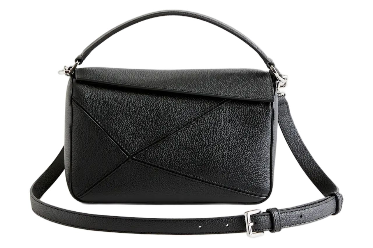 Italian Leather Patchwork Crossbody in Black Credit: Quince