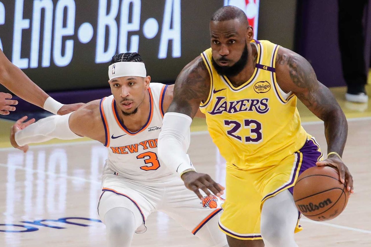 Josh Hart and LeBron James in March 2025.Credit: Jevone Moore/Icon Sportswire via Getty