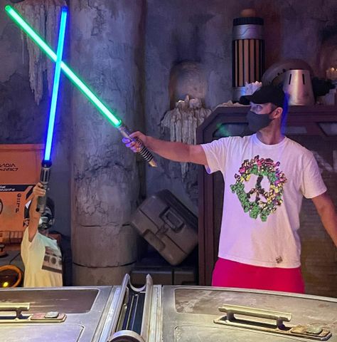 Justin Timberlake and son with light sabers Credit: Justin Timberlake/Instagram