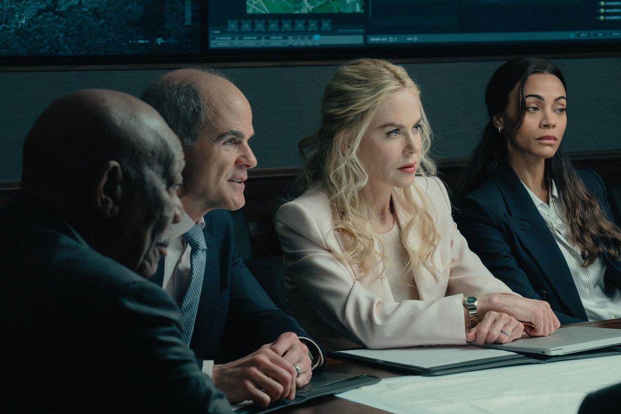 Morgan Freeman as Edwin Mullins, Michael Kelly as Byron Westfield, Nicole Kidman as Kaitlyn and Zoe Saldaña as Joe in ‘Lioness’ season 3Credit: Ryan Green/Paramount+