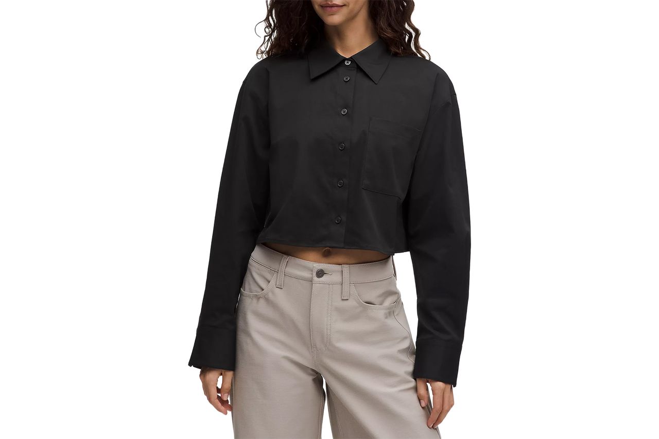 Woven Cropped Button-Up Long-Sleeve Shirt Credit: lululemon