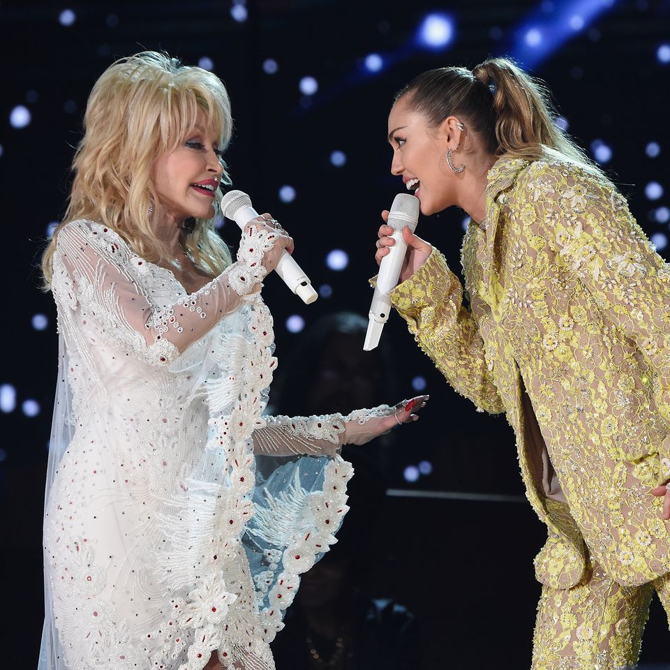 Dolly Parton and Miley Cyrus in February 2019 in L.A.Credit: Kevin Mazur/Getty