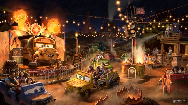 Concept art of Miss Fritter’s Daredevil Spinoff at the ‘Cars’-themed land coming to Walt Disney World.Credit: Disney
