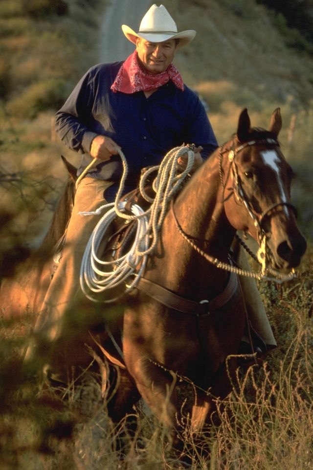American horse trainer Monty Roberts, known as The Man Who Listens to Horses, in 1988. Monty Roberts riding a horse in Buelton, CaliforniaCredit: Axel Koester/Sygma via Getty