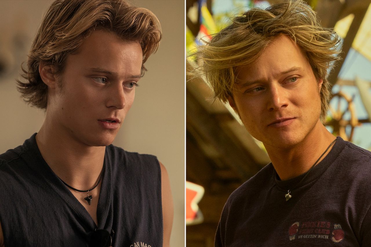 Rudy Pankow in ‘Outer Banks’ season 1 and season 4Credit: Jackson Lee Davis/Netflix (2)