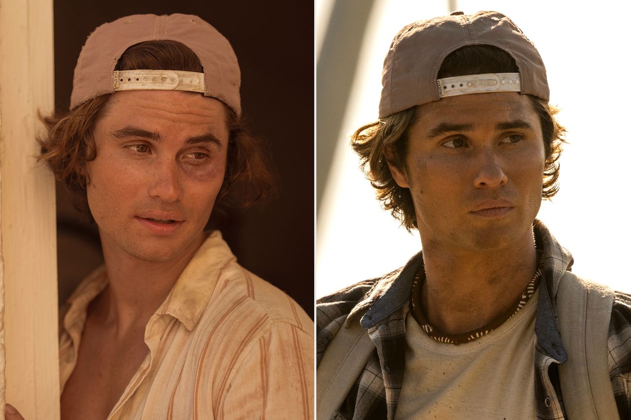Chase Stokes in ‘Outer Banks’ season 1 and season 5.Credit: Curtis Baker/Netflix; Jackson Lee Davis/Netflix