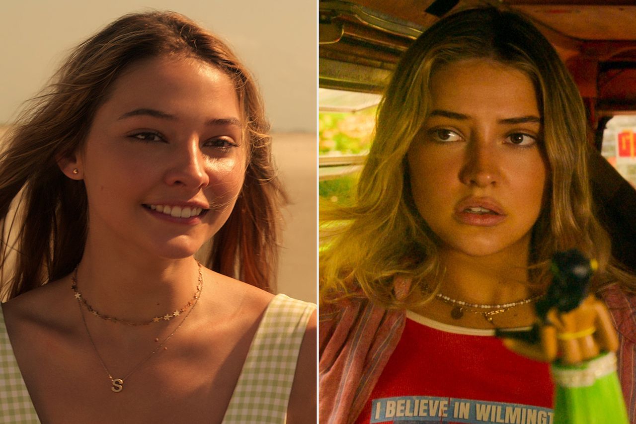 Madelyn Cline in ‘Outer Banks’ season 1 and season 5.Credit: Courtesy of Netflix (2)
