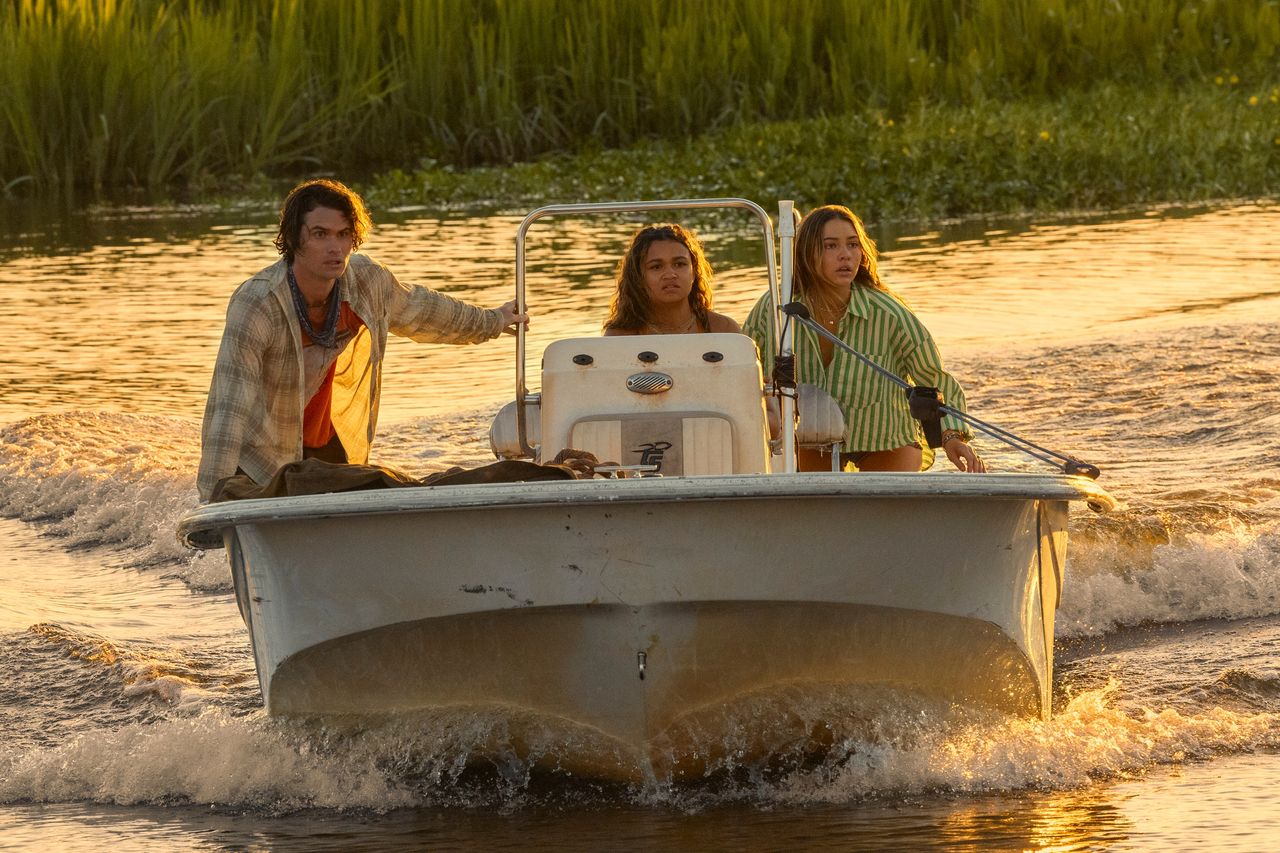 Chase Stokes, Madison Bailey and Madelyn Cline on ‘Outer Banks’Credit: Jackson Lee Davis/Netflix