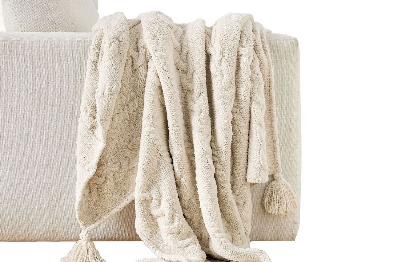 pottery barn Classic Cable Knit Throw Credit: Pottery Barn