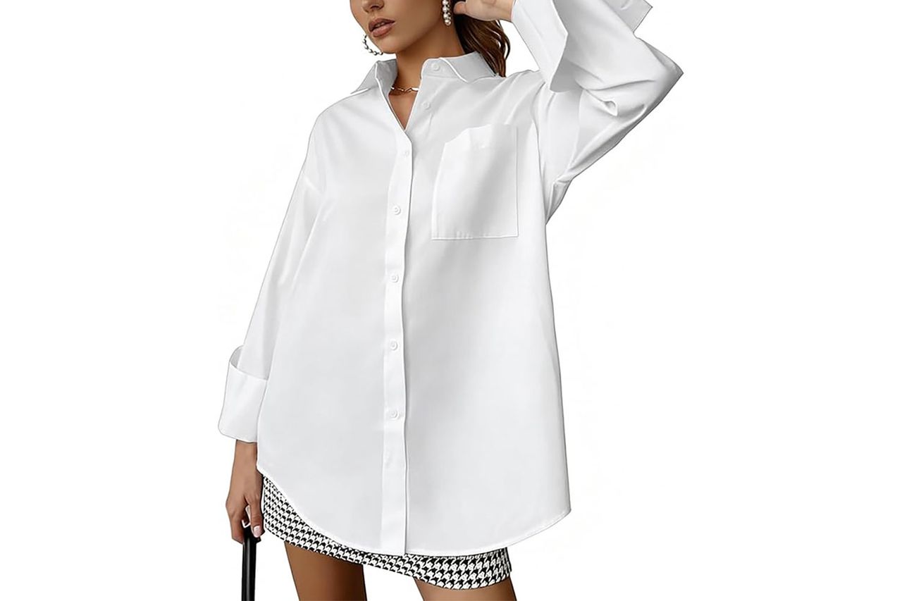 qianzhidu womens oversize collar button down Credit: Amazon