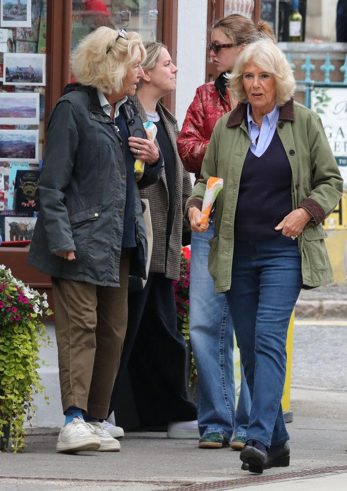 Queen Camilla and her sister, Annabel Elliot, shop in the village of Ballater, Scotland, on Aug. 17, 2026Credit: TheImageDirect.com