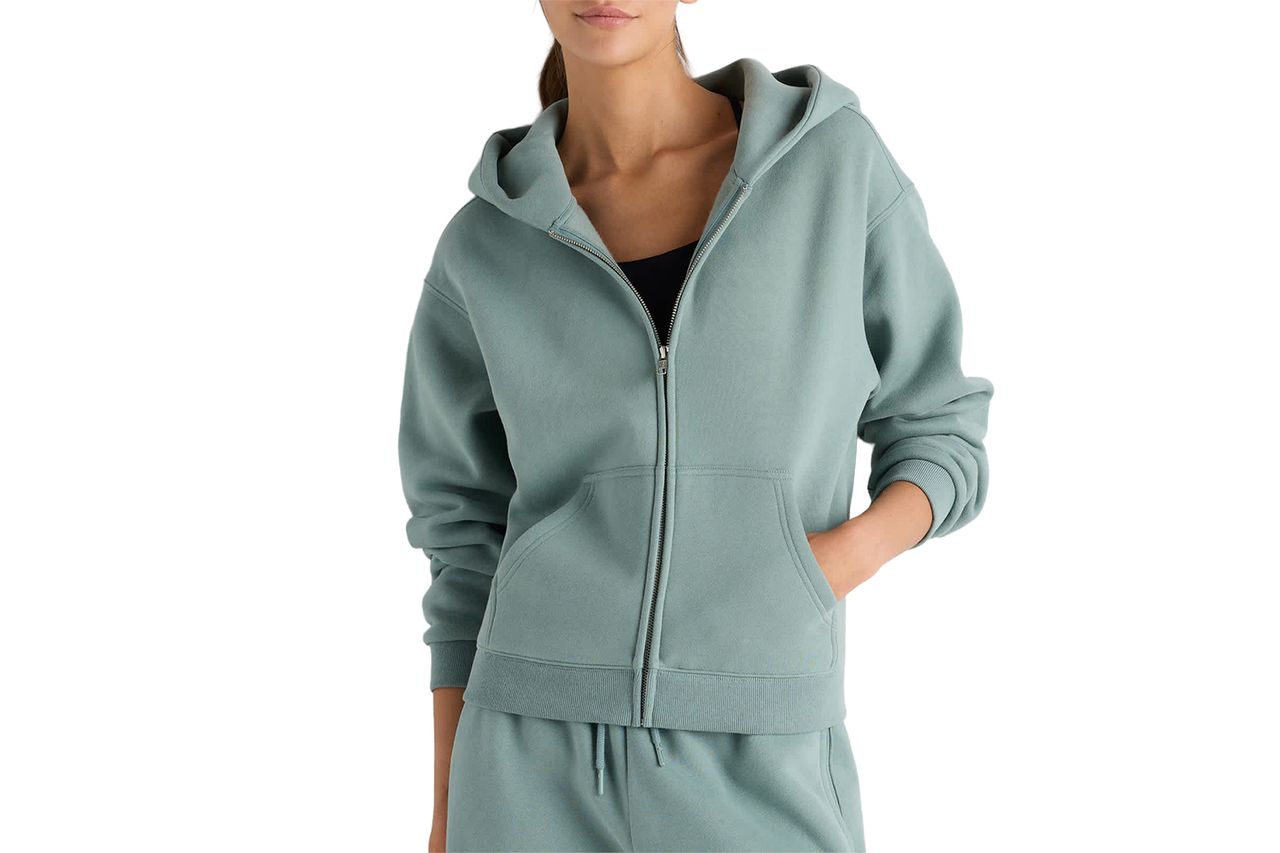 Everyday Fleece Full-Zip Hoodie Coastal Sage Credit: Quince