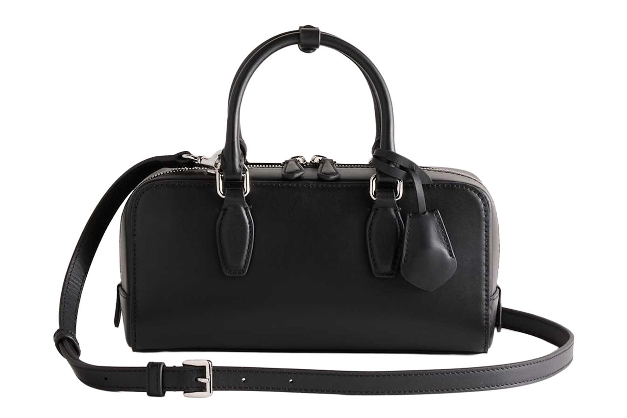 Italian Leather Mini Bowler Crossbody Satchel Black Credit: Quince