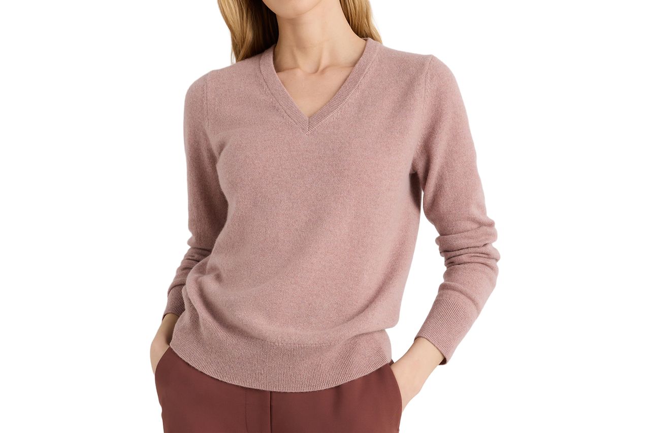 Quince Mongolian Cashmere V-Neck Sweater Credit: Quince