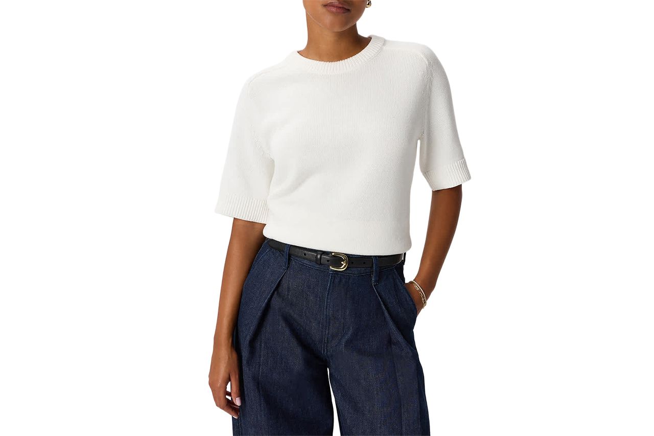 Organic Cotton Sweater Tee Ivory Credit: Quince