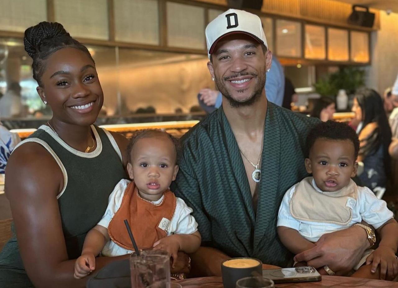 Shannon Hart and Josh Hart with their kids Haze Dana and Hendrix Aaron.Credit: Josh Hart/Instagram