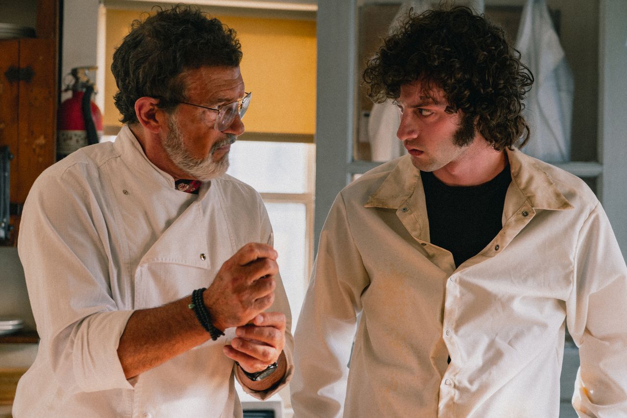 Antonio Banderas and Dominic Sessa in Tony. Antonio Banderas and Dominic Sessa in ‘Tony’Credit: Seacia Pavao/A24