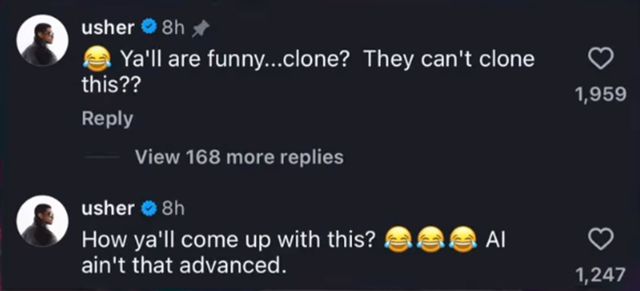 Usher addresses clone rumors on Instagram on Aug. 9, 2026Credit: Usher/Instaram