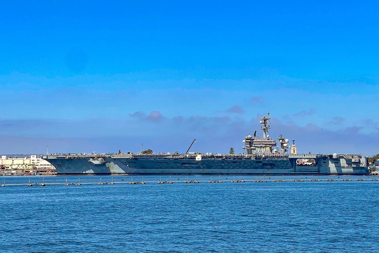 The ‘USS Abraham Lincoln’ docked at NAS North Island, Calif.Credit: Getty