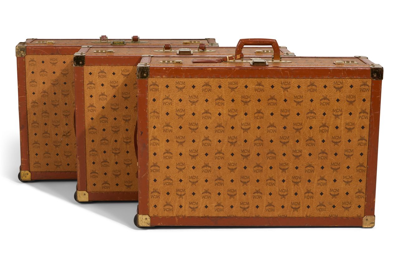 MCM Visetos Monogram Canvas Luggage Three-Piece Set  Credit: Courtesy of The Estate of Whitney E. Houston/Julien’s Auctions