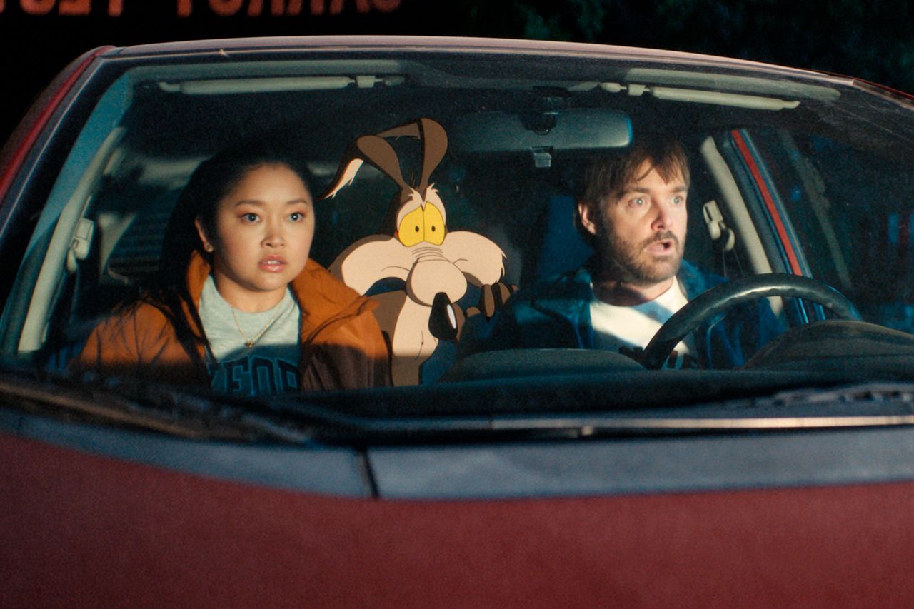 Lana Condor, Wile E. Coyote and Will Forte in Coyote vs. AcmeCredit: Ketchup Entertainment
