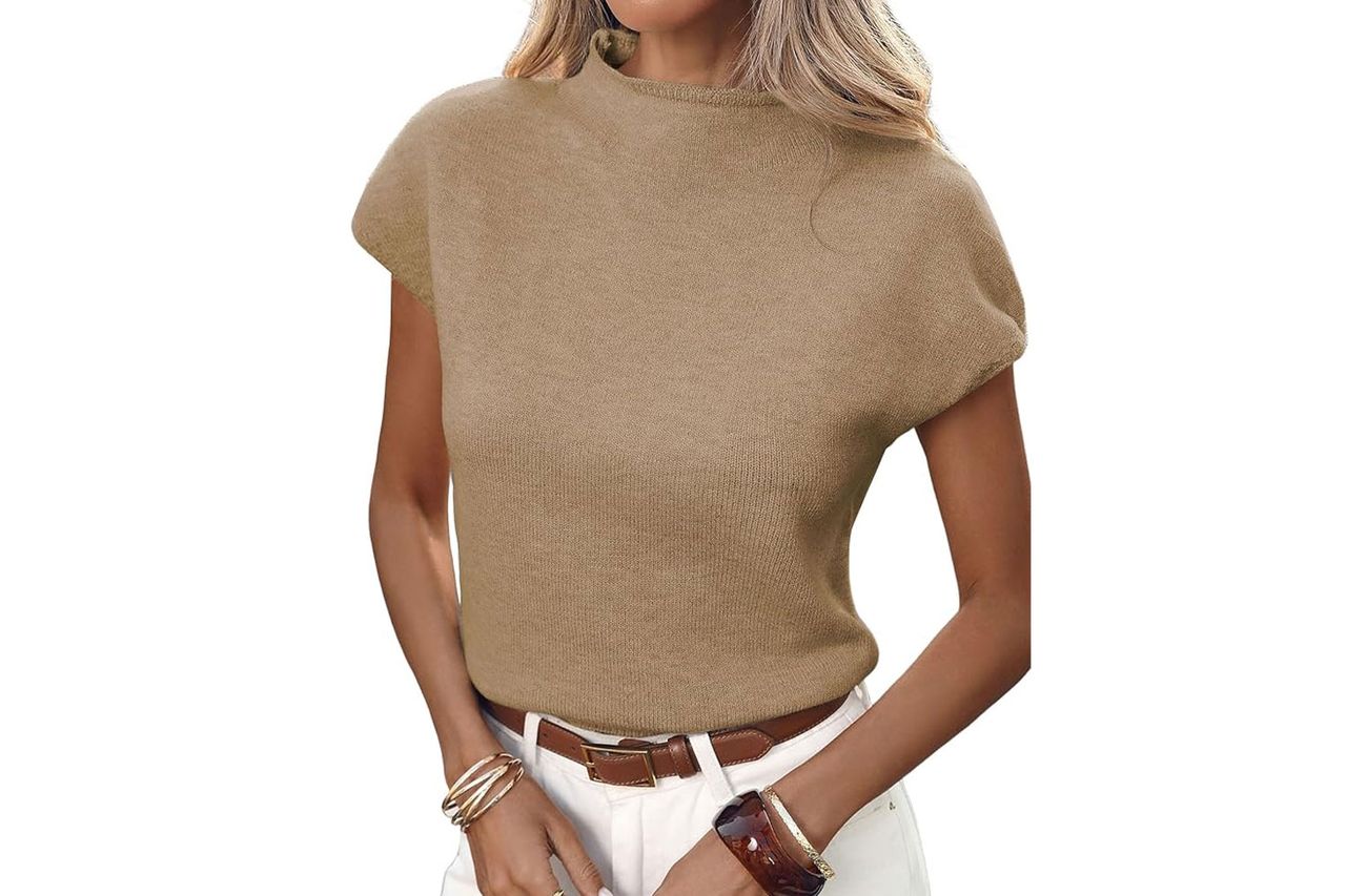 ZAFUL Mock Neck Sweater Cap Sleeve Credit: Amazon