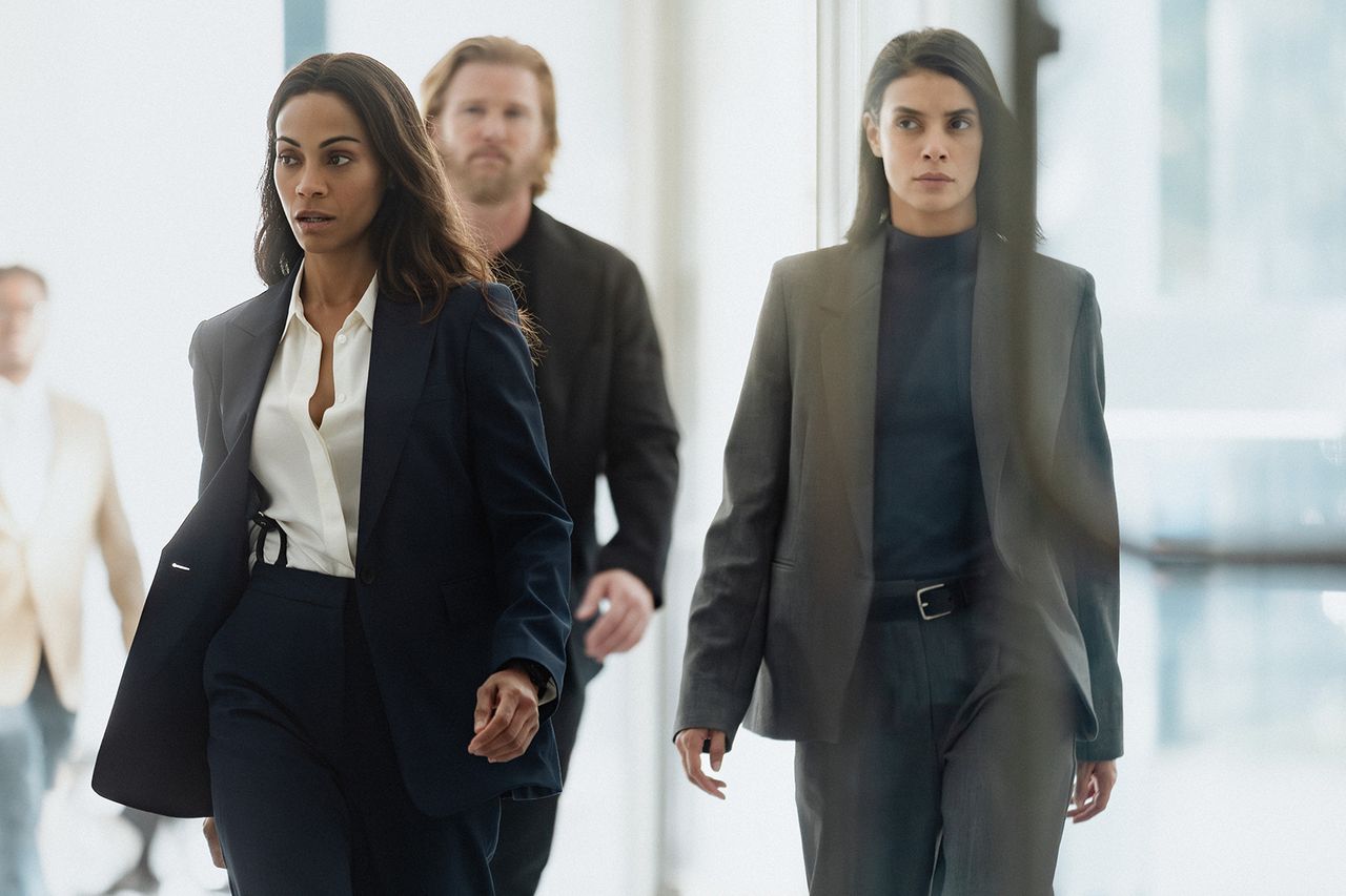 Zoe Saldaña as Joe, Thad Luckinbill as Kyle, Laysla De Oliveira as Cruz in Lioness, episode 3, season 3, streaming on Paramount+, 2026. Zoe Saldaña as Joe in Season 3 of ‘Lioness.’Credit: Emerson Miller/Paramount+