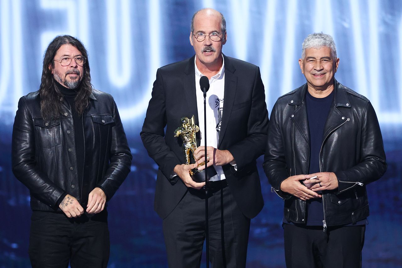 Dave Grohl, Krist Novoselic and Pat SmearCredit: Francis Specker/CBS