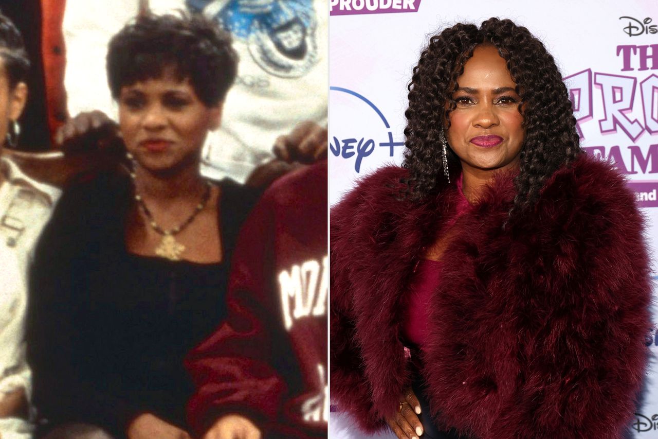 A DIFFEREA DIFFERENT WORLD Karen Malina White; Karen Malina White attends the red carpet event for Disney+ Original Series Karen Malina White in ‘A Different World’ (left); Karen Malina White for ‘The Proud Family: Louder and Prouder’ in January 2023Credit: Carsey-Werner/courtesy Everett Collection; Tommaso Boddi/Getty