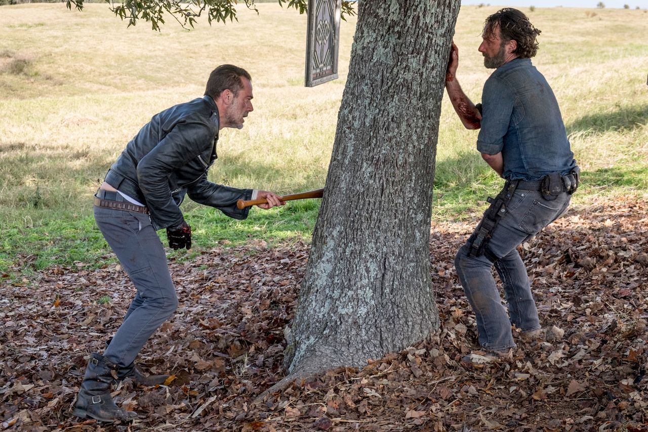 Rick (Andrew Lincoln, right) was previously given an opportunity to kill Negan (Jeffrey Dean Morgan) on the season 8 finale of ‘The Walking Dead’Credit: Gene Page/AMC