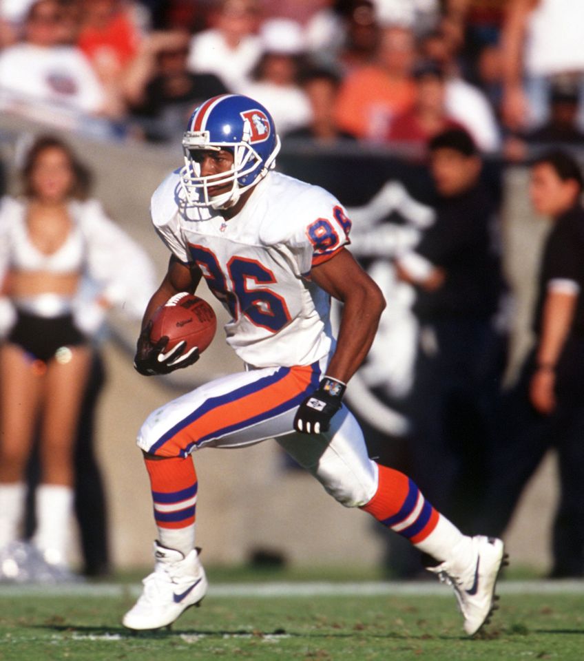 Arthur Marshall plays in a Broncos-Raiders game in Los Angeles in 1994.Credit: Mike Powell/ALLSPORT