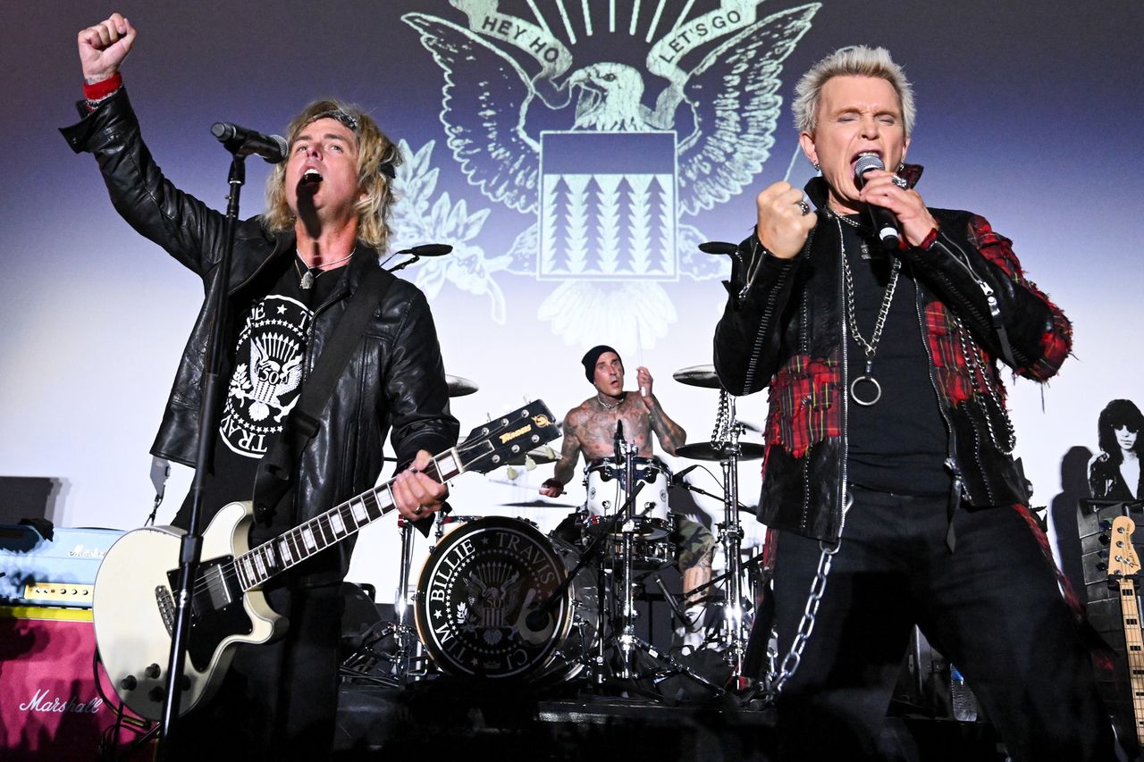 Billie Joe Armstrong, Travis Barker and Billy IodlCredit: Gilbert Flores/Variety via Getty