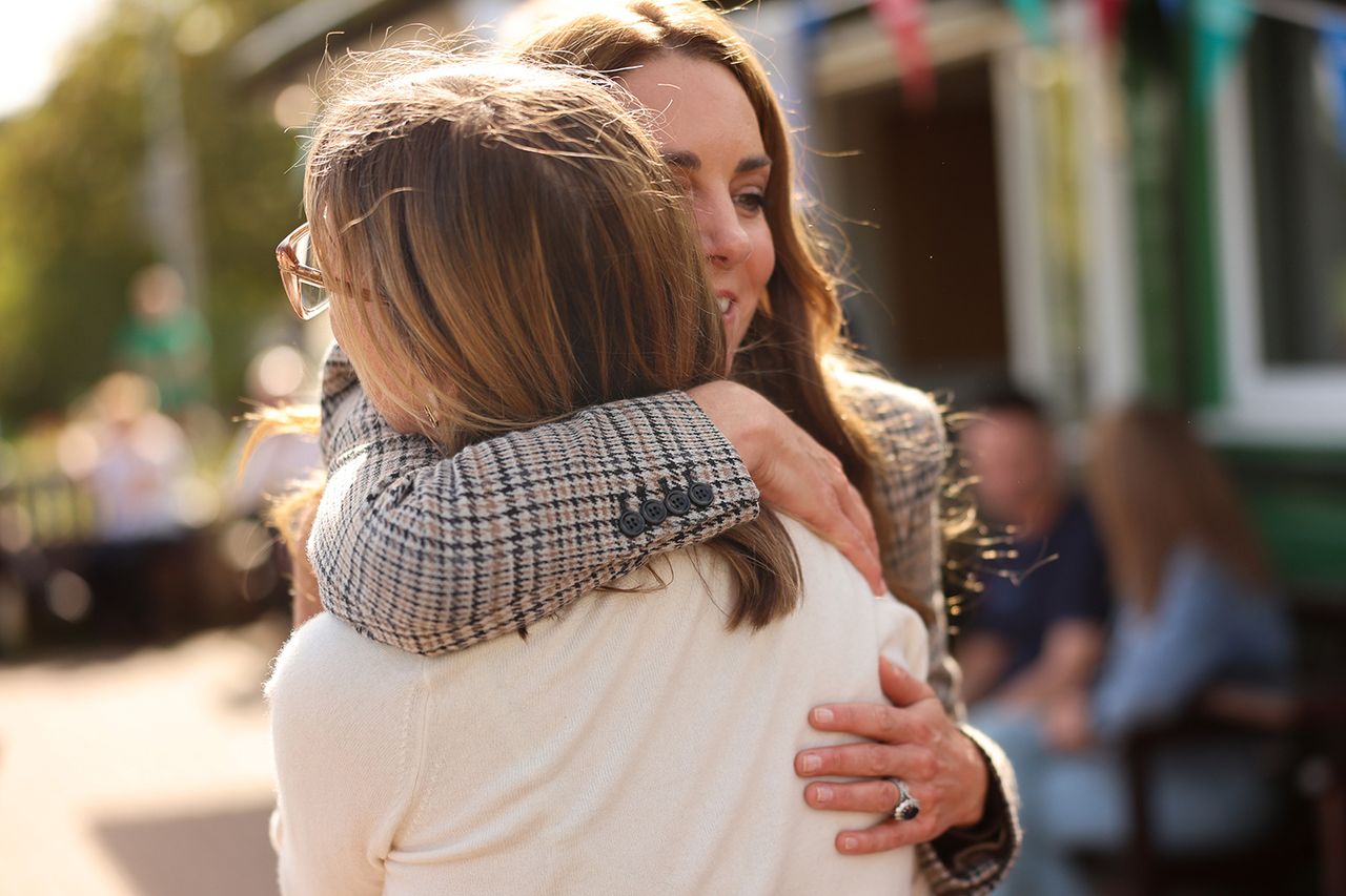 Woman embracing another person outdoors Kate Middleton during a visit to The Forward Trust to mark Addiction Awareness Week on September 24, 2026 in Southend, EnglandCredit: Chris Jackson/Getty