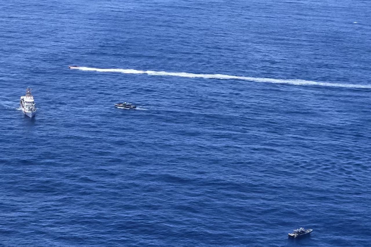 A vessel in the ocean awaiting rescue on Sept. 28, 2026 near Mona IslandCredit: United States Coast Guard