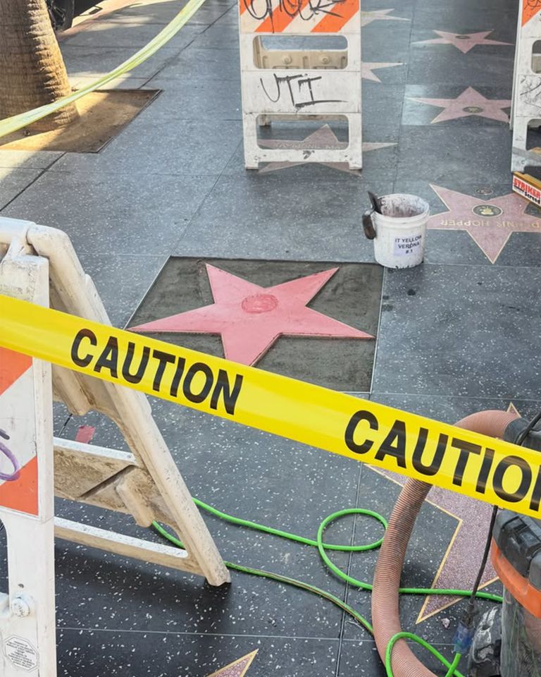 Repairs and restoration on Dolly Parton’s star on the Hollywood Walk of FameCredit: Hollywood Historic Trust/Instagram