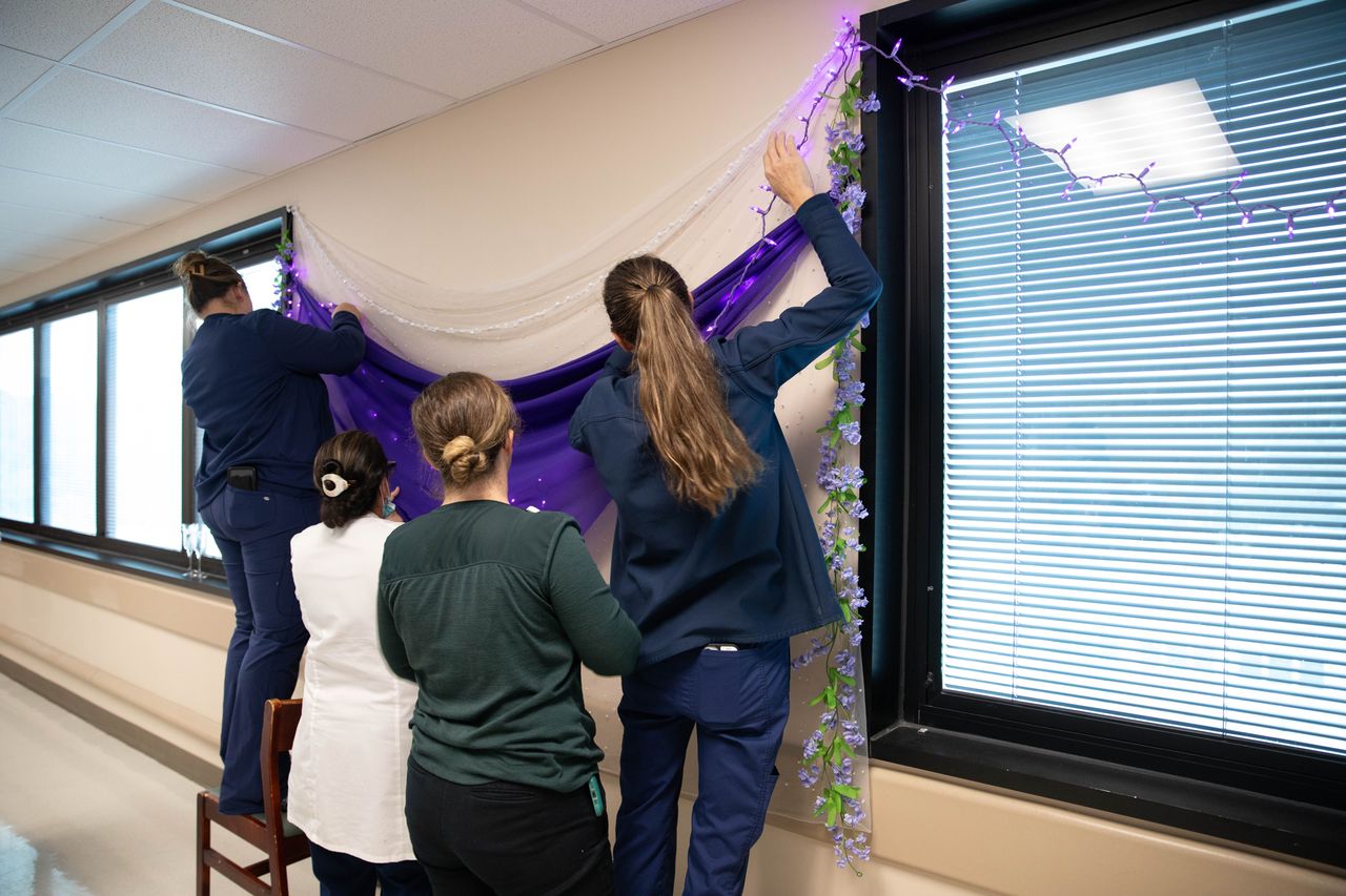 Staff decorates for the weddingCredit: HCA Florida North Florida Hospital