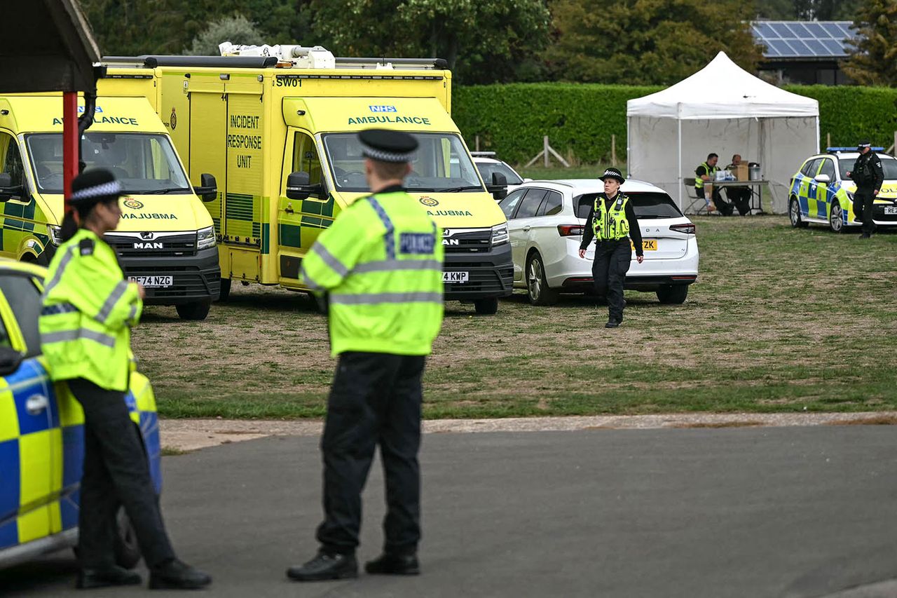 Police near RAF Fairford base on Sept. 27, 2026Credit: JUSTIN TALLIS / AFP via Getty