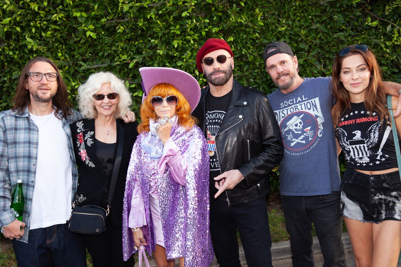 John Frusciante, Nancy Allen, Linda Ramone, John Travolta, Kevin Dillon and Nadia LanfranconiCredit: Sean tSabhasaigh/Getty