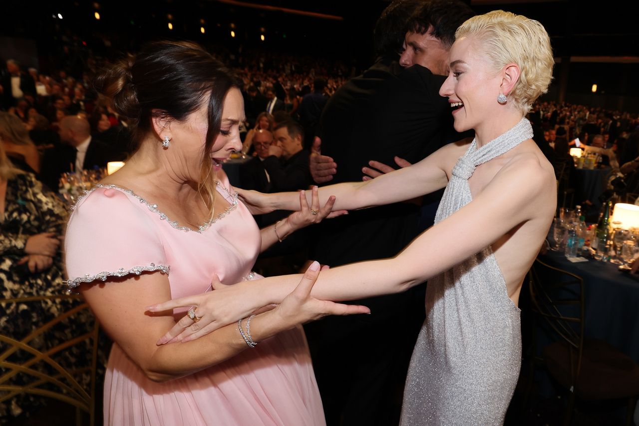 Kaley Cuoco, left, and Julia Garner at the Television Academy's 78th Emmy Awards telecast at the Peacock Theater at L.A. LIVE on Monday, Sept. 14, Kaley Cuoco and Julia GarnerCredit: Danny Moloshok/Invision for the Television Academy/AP Content Services