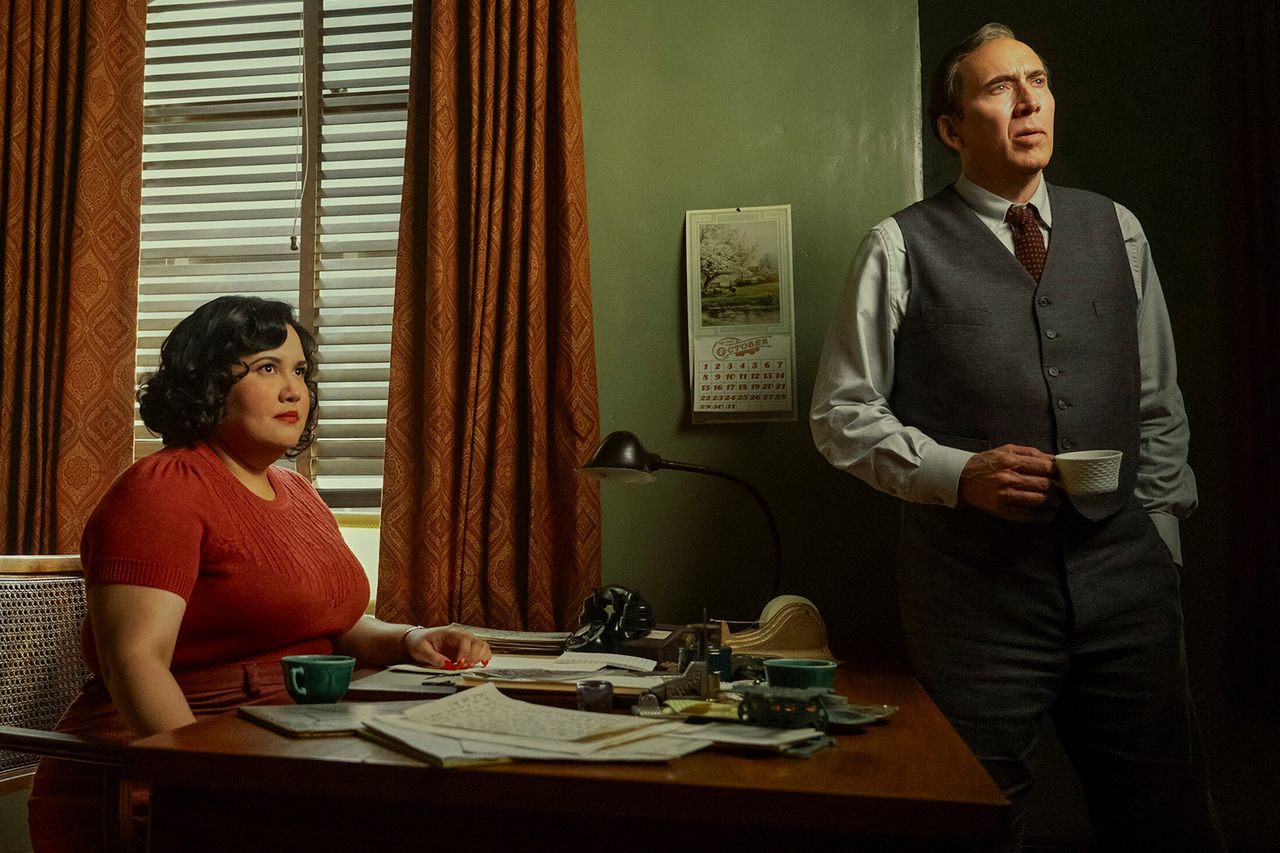 Karen Rodriguez and Nicolas Cage in ‘Spider-Noir’Credit: Aaron Epstein/Prime