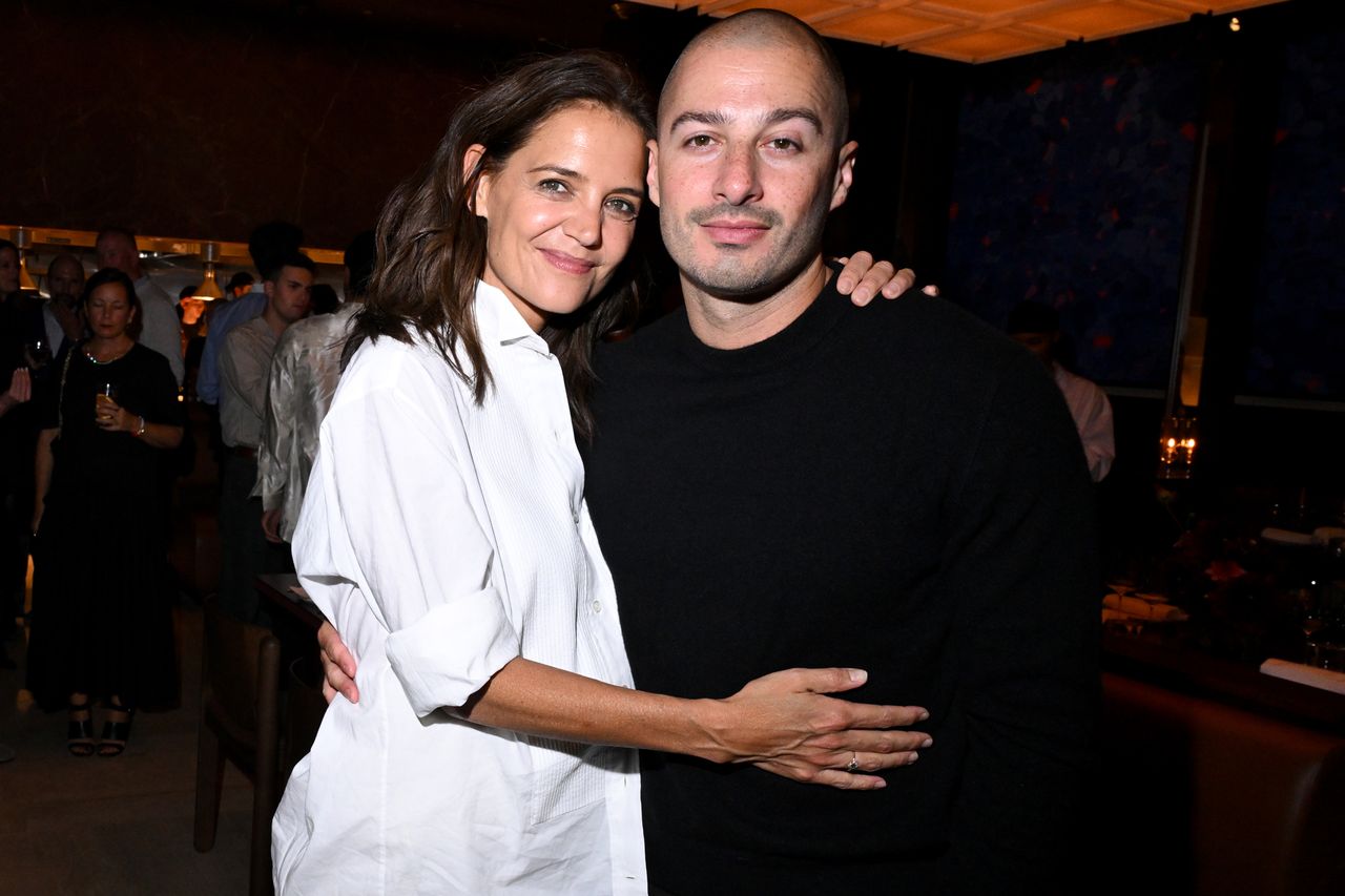 Katie Holmes and Jason Bard Yarmosky.Credit: Gilbert Flores/WWD via Getty