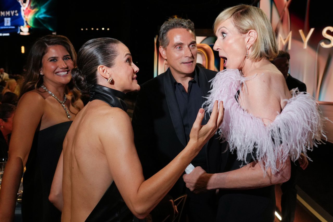 Keri Russell, left, Rufus Sewell and Allison Janney at the Television Academy's 78th Emmy Awards telecast at the Peacock Theater at L.A. LIVE Keri Russell, left, Rufus Sewell and Allison JanneyCredit: Jordan Strauss/Invision for the Television Academy/AP Content Services