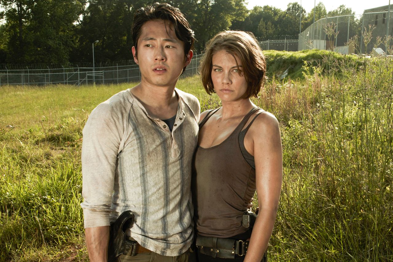 Glenn (Steven Yeun) and Maggie (Lauren Cohan) on season 3 of ‘The Walking Dead’Credit: Frank Ockenfels/AMC