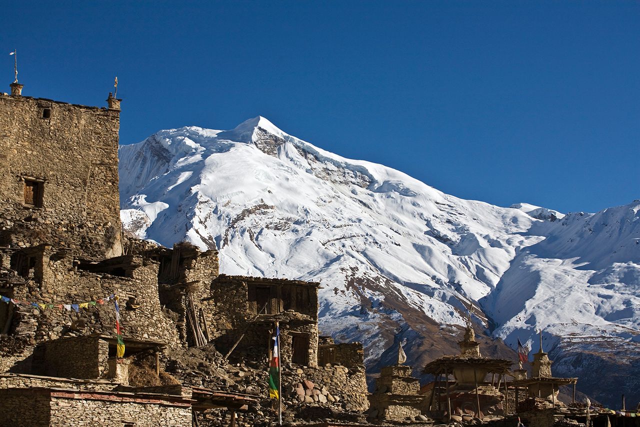 The ancient village of Phu is nestled at the base of Himlung Mountain in Nepal.Credit: Education Images/Universal Images Group via Getty