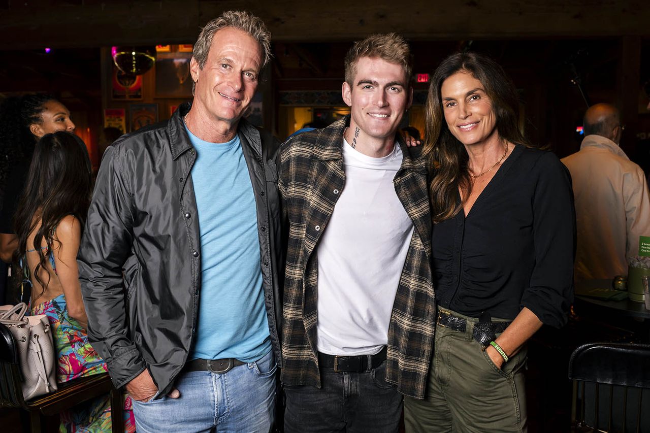 It was a family affair, Rande Gerber and Cindy Crawford supports son, Presley Gerber at the We Are ENOUGH x Aviator Nation launch in Malibu. Rande Gerber, Presley Gerber and Cindy Crawford in June 2026Credit: Chris Orwig