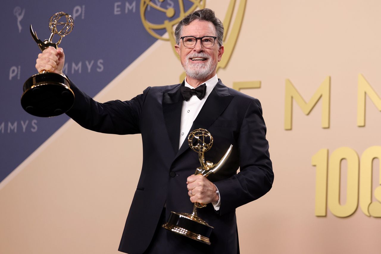 Stephen Colbert, winner of the Outstanding Variety Series Award for Stephen Colbert at the 2026 Emmy Awards on Sept. 14.Credit: Randy Shropshire/NBC via Getty