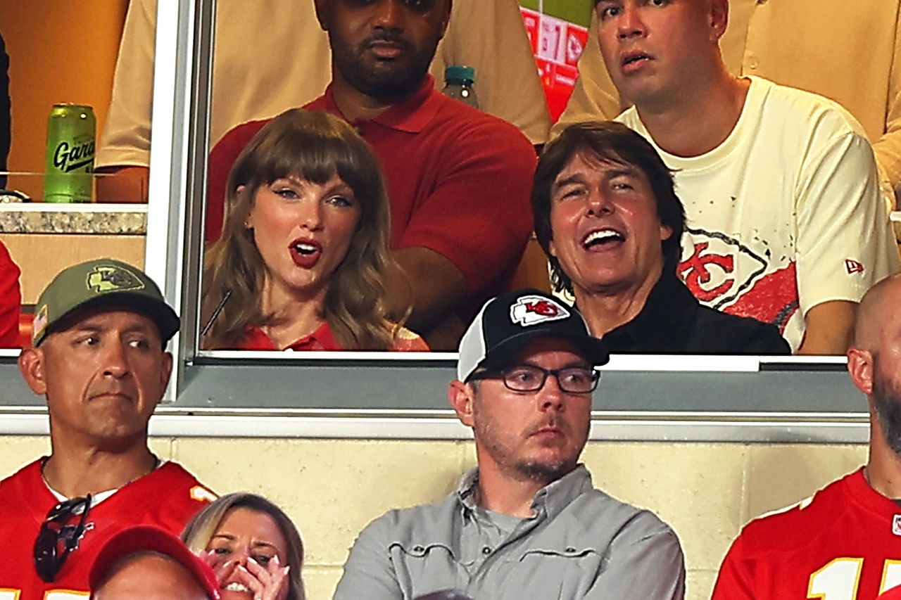 Taylor Swift and Tom Cruise attend the Kansas City Chiefs game on Sept. 14.Credit: David Eulitt/Getty
